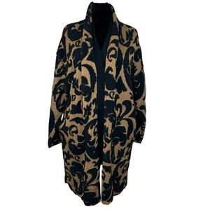 Rara Avis Iris Apfel Tan Black Long Sweater Coat Cardigan Heavy Knit Size 1X
